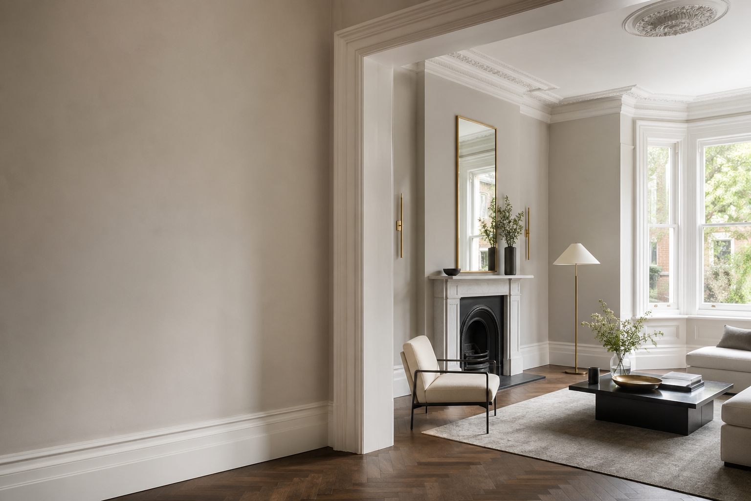 High-end decorated interior with crisp painted detailing